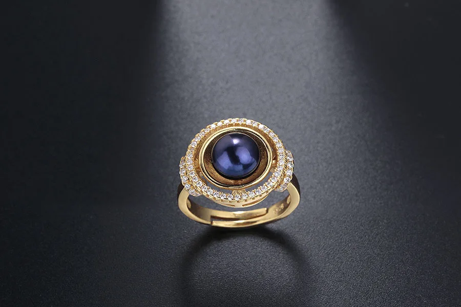 Veamore элегантный естественный пресноводный жемчуг кристалл кольцо золото Цвет Австрийские кристаллы Ajustable размеры Кольца