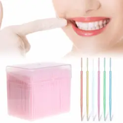 6 цветов двуглавый Чистящая Щетка для зубов Stick Floss pick Soft Tooth pick 1100 шт./кор