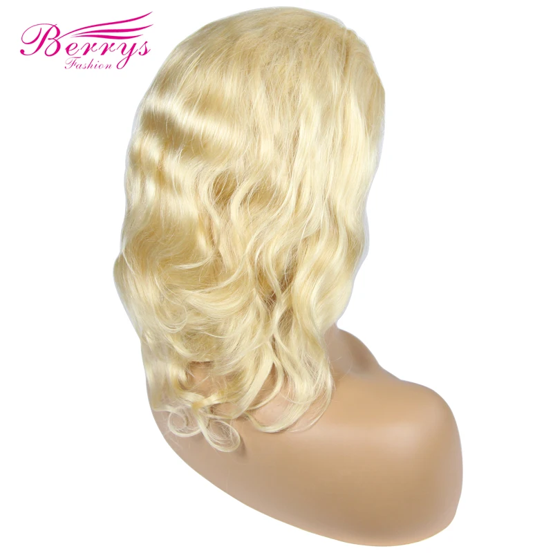 [Berrys Fashion] бразильские парики из натуральных волос на кружеве для женщин, волнистые волосы 13x4, парики с детскими волосами, полный конец, светлые цвета