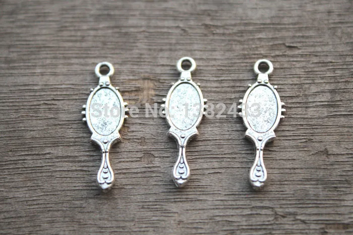 

30pcs--Mirror charms, Antique Tibetan silver lacy Mirrors Charm Pendants 27x10mm