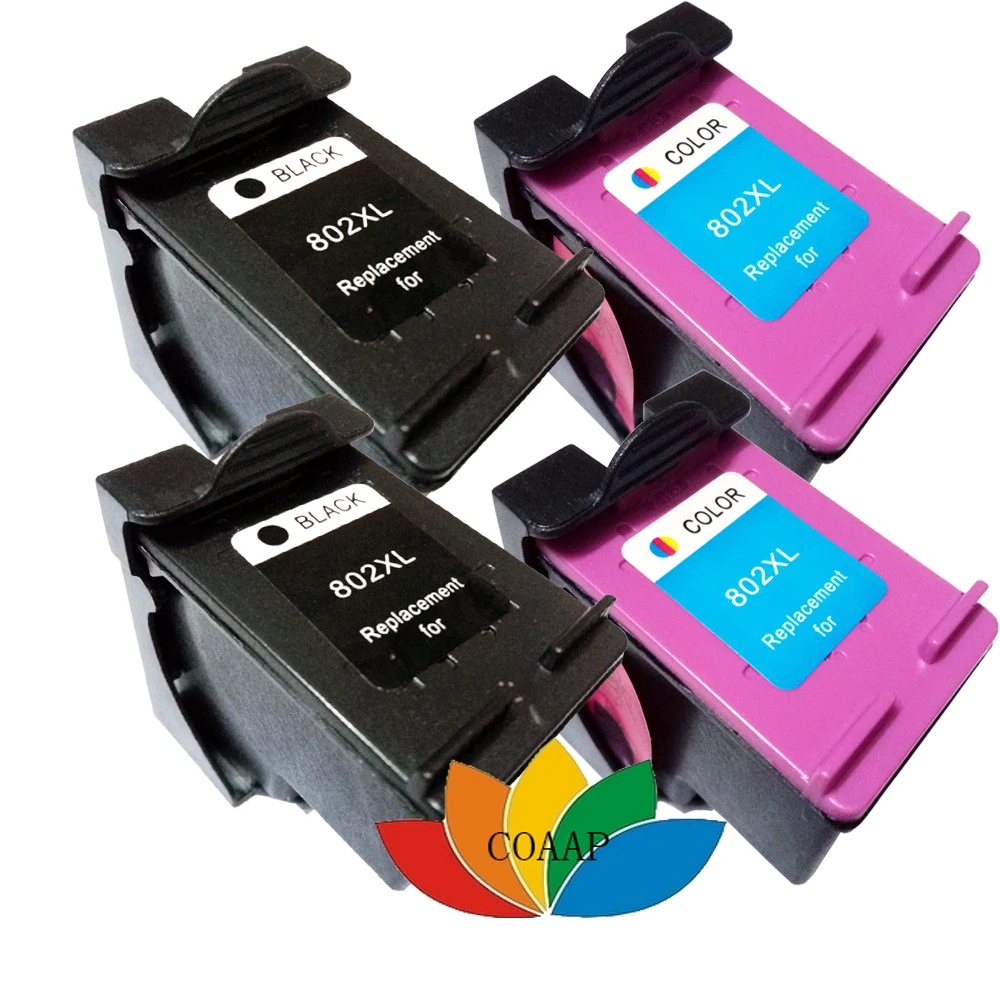 4pcs Compatible Ink Cartridge For Hp802 802xl Refilled For Hp 1000 1050
