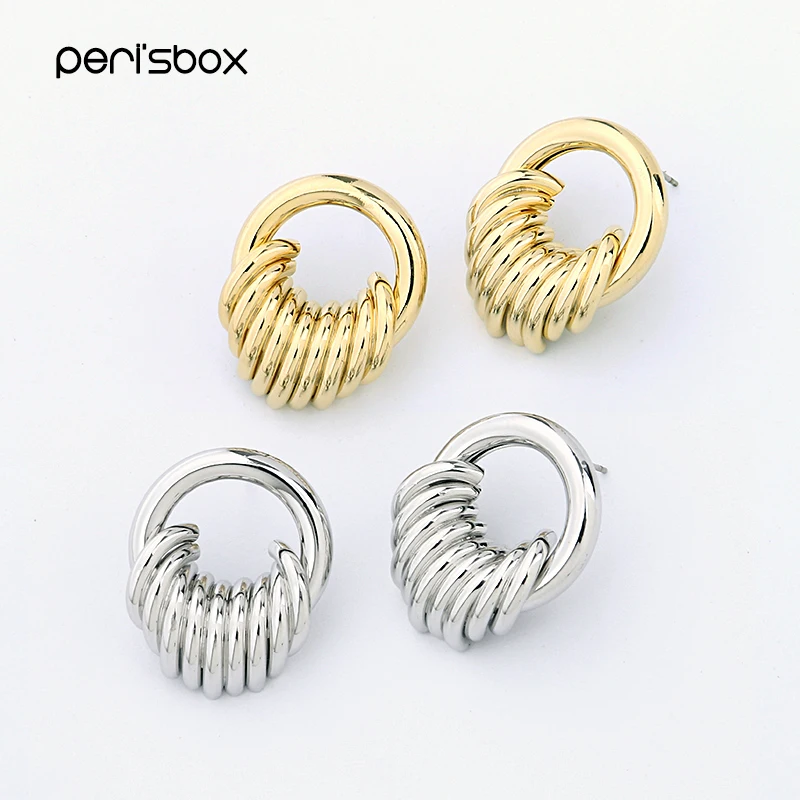 

Peri'sBox Gold Silver Color Multi Half Hoops Earrings for Women Chic Metal Small Circle Earrings Trendy Geometric Hoop Earrings