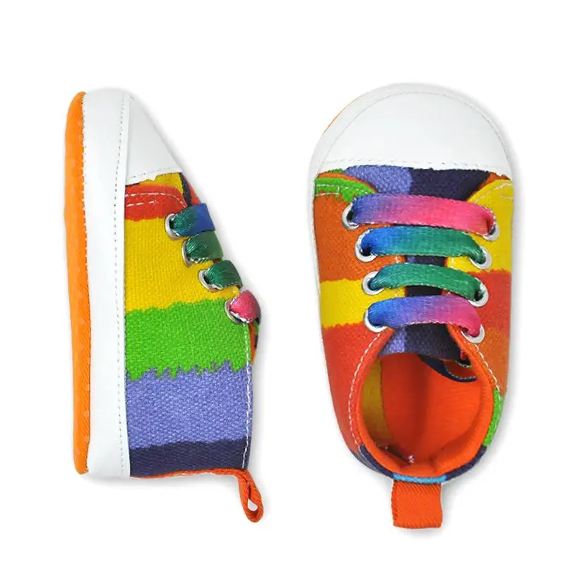 Newborn Baby Spring-autumn Shoes Tollder Baby Canvas Shoes Infant Boys Girls Colorful Rainbow Shoes Anti-slip First Walkers - Цвет: Красный