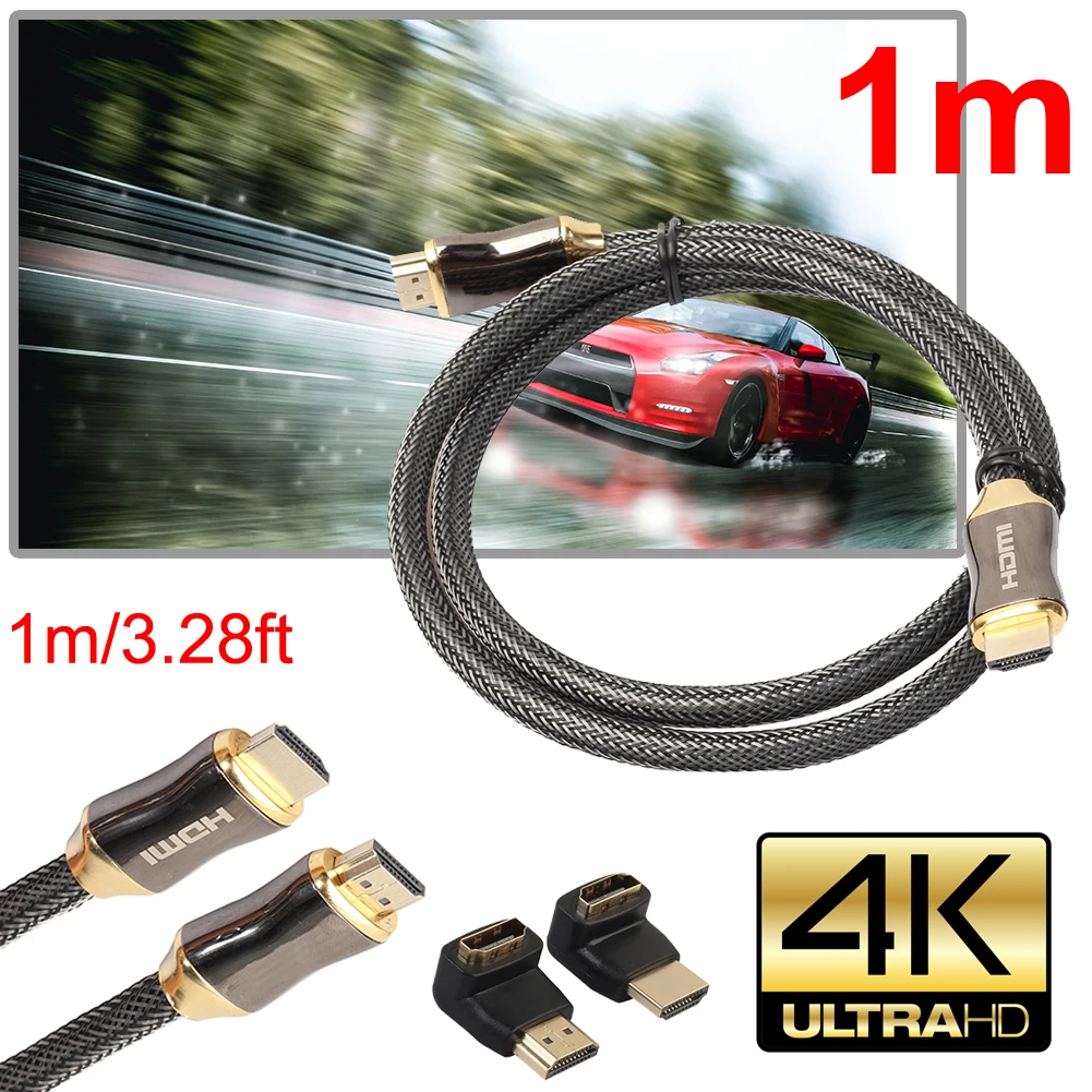 

HDMI Wire 1m/1.5m/2m/3m/5m/10m Ultra HD HDMI Cable V2.0 + Ethernet HDTV 2160p 4K 3D+90 270 degree Adapter Male to Male Cables