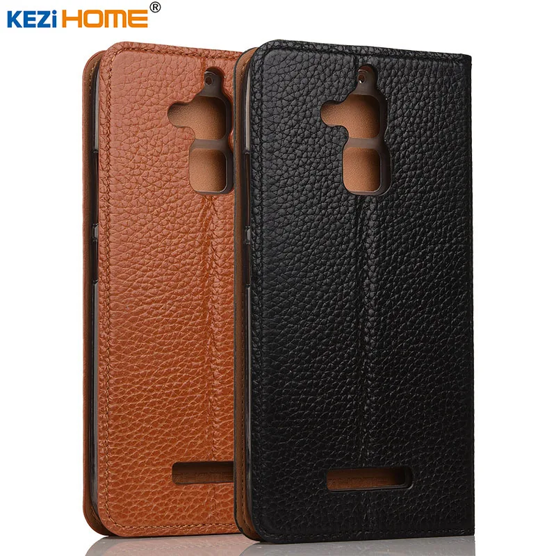 Asus Zenfone 3 Max ZC520TL case KEZiHOME Litchi Genuine Leather Flip Stand Cover capa For Phone cases | Мобильные телефоны и