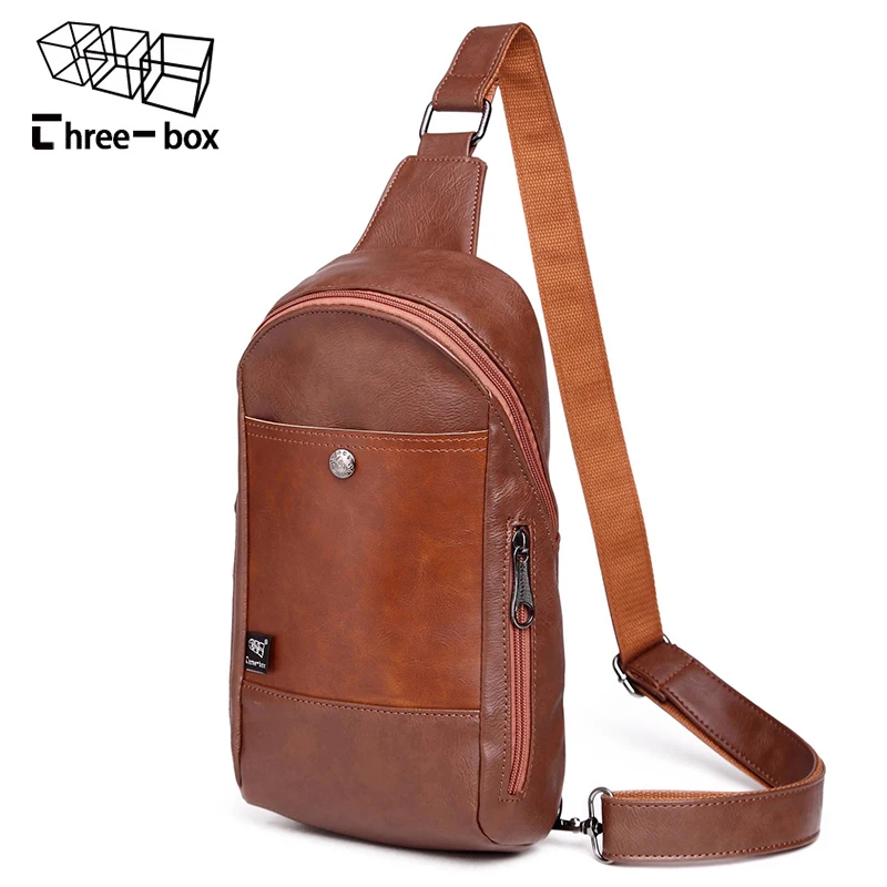 Three-box Leather Men Messenger Bags Design Crossbody Bag Casual Man's Chest Packs High Quality Pockets Brand Shoulder |