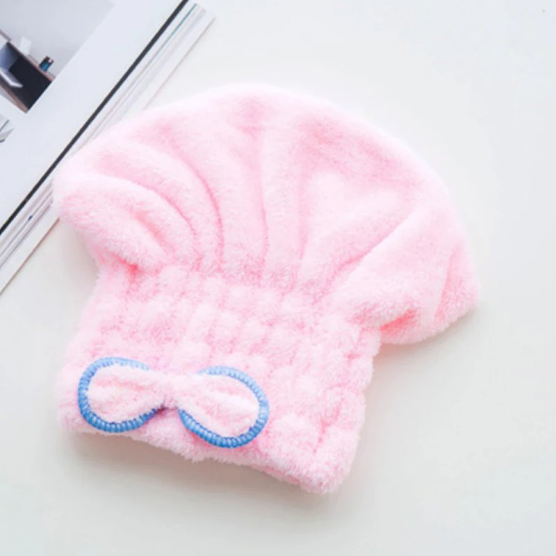 Cute Textile Microfiber Hair Turban Quickly Dry Hair Hat Wrapped Towel Bath Shower Caps Girls Ladies Womens Cap Bath Accessories