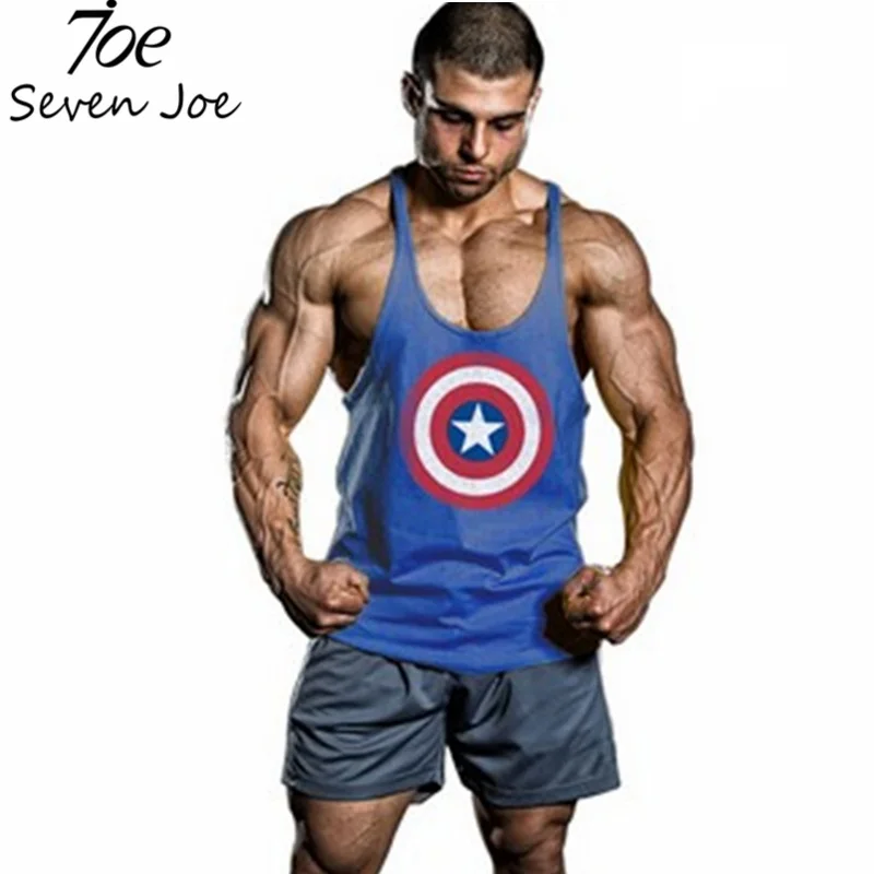 Seven Joe. Новые летние майки мужские майка брус, бодибилдинг Gymvest хлопок спортивный жилет - Цвет: Blue