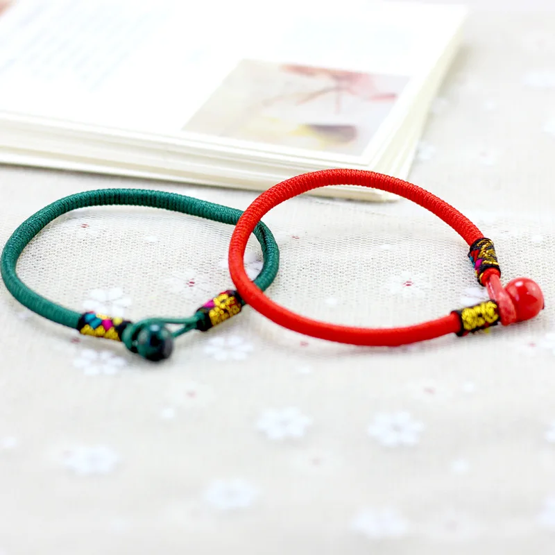 Милый китайский стиль красная струна счастливый браслет для женщин керамический бусина, жесткий браслет для девочек счастливые ювелирные изделия подарок для влюбленных