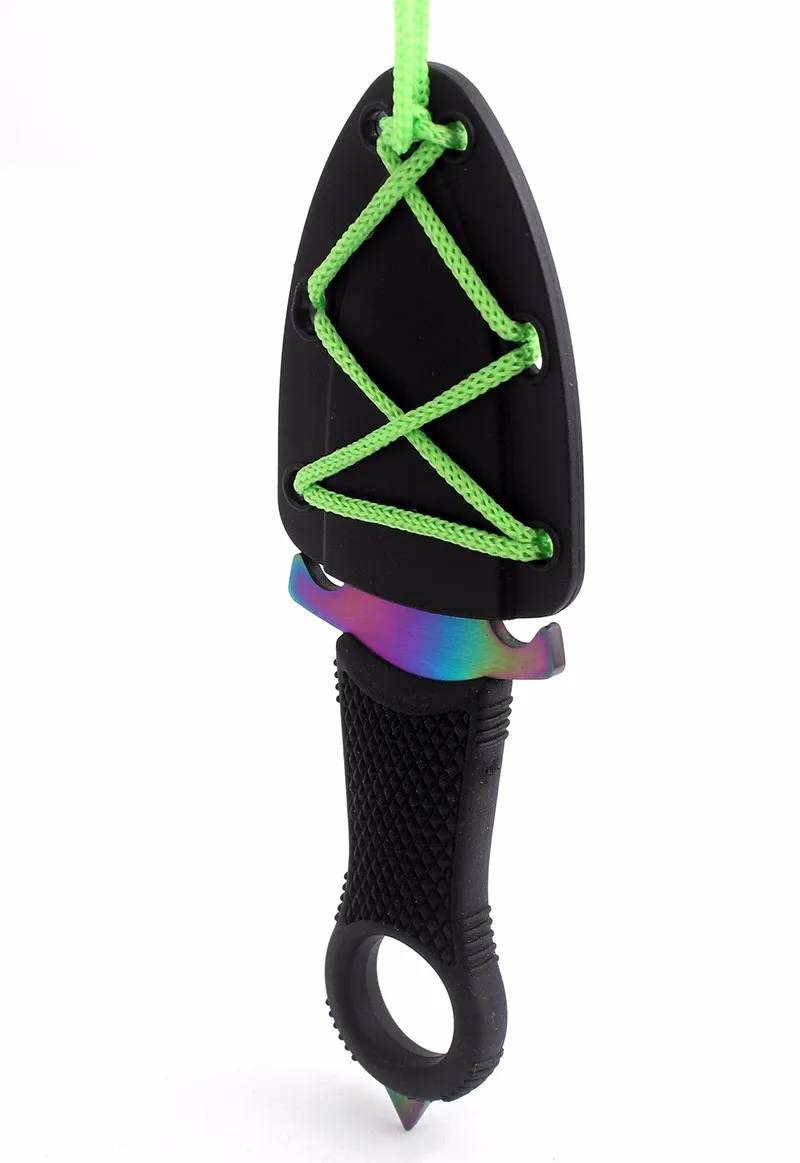 KKWOLF karambit карманный нож Радужный разноцветный нож выцветает Открытый EDC брелок с инструментами самообороны портативный шейный нож для выживания