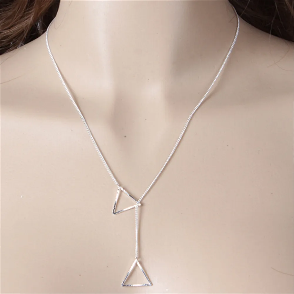 Minimal Gold /Sliver Layered Necklace Simple Bar Lariat Y Necklace