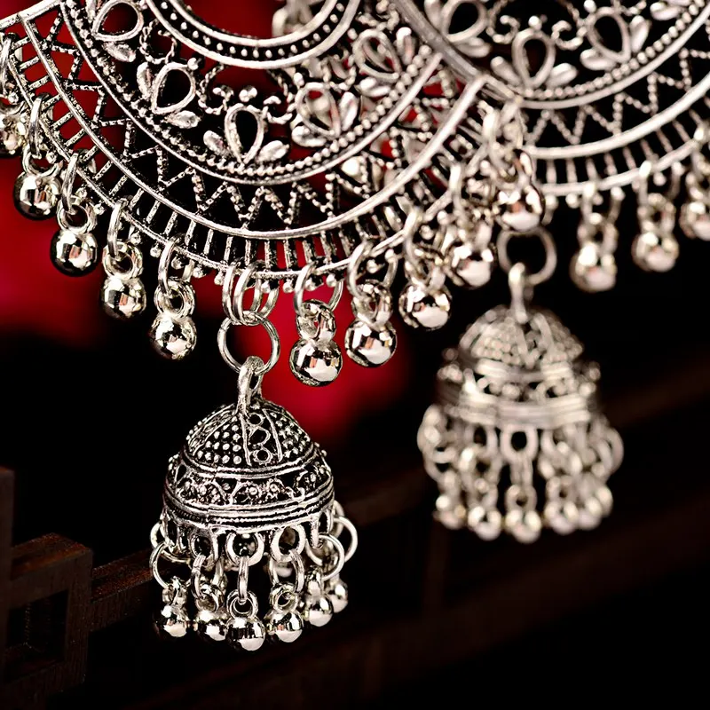 Женские винтажные золотистые серьги Jhumka Jhumki индийские ювелирные украшения в