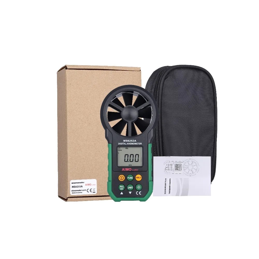 

aimometer MS6252A High quality Digital Anemometer Wind Speed Meters Backlight Air Volume Measuring Meter Bring LCD Display