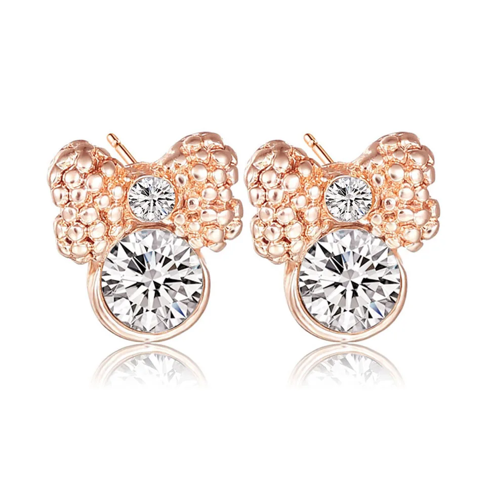 

Qiao La Latest Bowknot Stud Earrings Shinning Rhinestone Wedding Earring High Quality Fashion Style Earring For Women