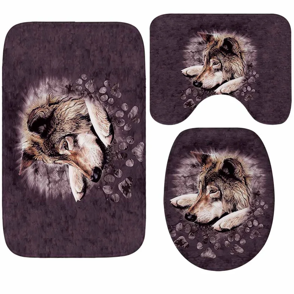 Flannel Bath Rug Non Slip Bath Mat Bathroom Carpet 3pcs Set Wolf Series Bathroom Mats And Toilet Cover Sleeves Absorbent Bath Mats Aliexpress