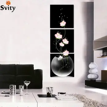 

3 Pieces Free Shipping popular Hot Sell Modern Wall Painting abstract Flowers Home Wall Art Picture Paint on Canvas Prints