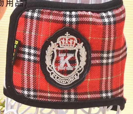 Красный плед корона классический Шотландии Домашних Животных физиологических штаны кобель манеры собака трусики подгузники 10 шт./лот