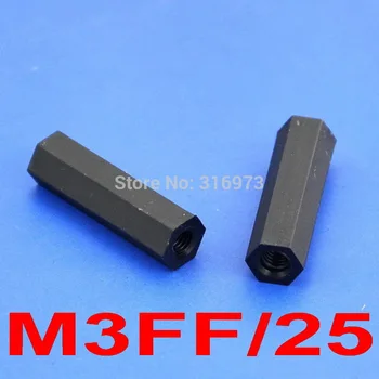 

(1000 pcs/lot ) 25mm/0.98" Black Nylon M3 Threaded Hex Female-Female Standoff Spacer.