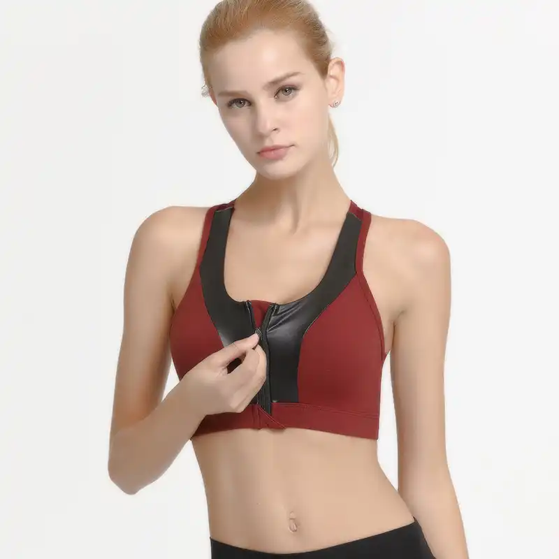 Sujetador deportivo con cremallera frontal para mujer, ropa deportiva de  postcirugía inalámbrica, activa para Yoga, Tops de Fitness, ropa para  correr de alto impacto|Sujetadores deportivos| - AliExpress