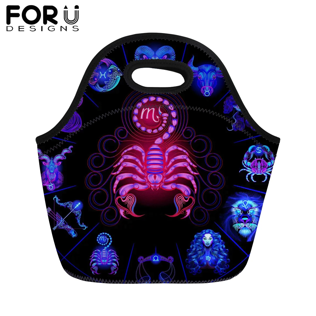 

FORUDESIGNS 12 Constellations Print Lunch Bag for Kids Portable Food Bags Women Girls Thermal Insullate Tote Lunchbag Picnic Box