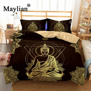 

Buddha Bedding Set Mandala Quilt Cover Peace Design Bed Set Bohemian a Mini Van Bedclothes 3pcs BE1111