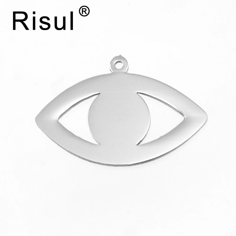 

Risul eye tag charm blank pendant both sides mirror polished stainless steel high quality wholesale 100pcs