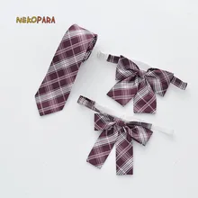 Новинка, Красный клетчатый галстук-бабочка, милый Японский Школьный Галстук для девочек JK, школьная форма, Классический жаккардовый галстук-бабочка с вышивкой
