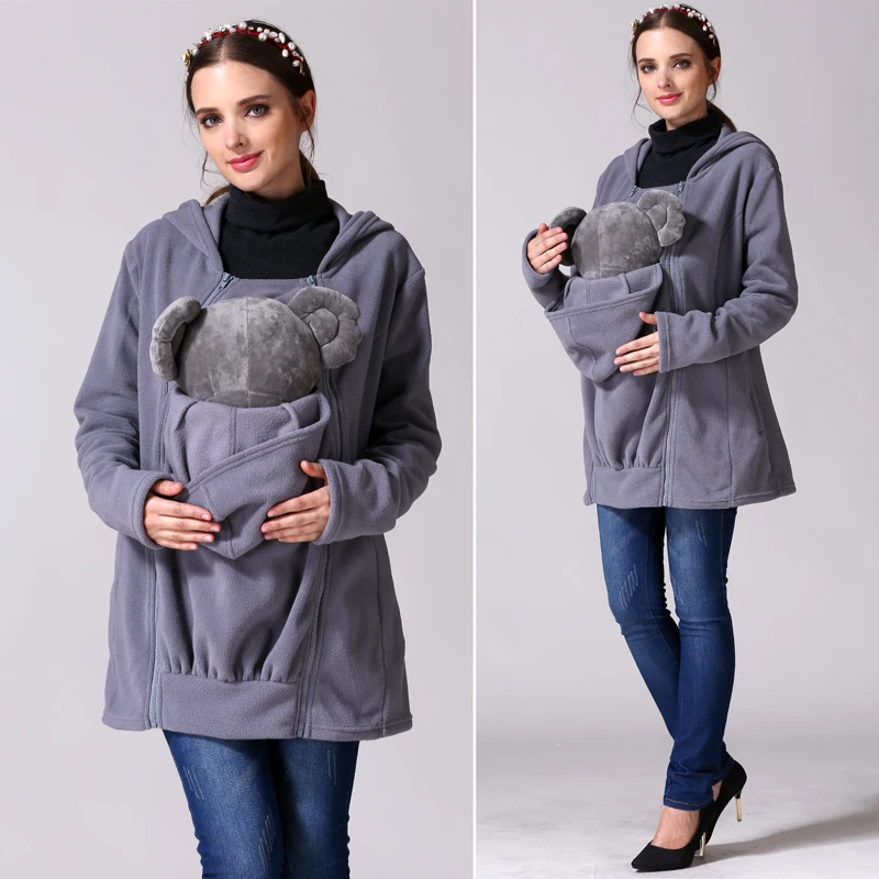 Emotion Moms Winter Breastfeeding Nursing Tops Multi Function Maternity Coat Kangaroo Coat for Pregnant Jacket Maternity Clothes 4