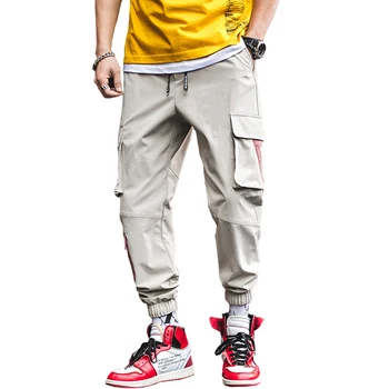 

2019 New Men Cargo Pants Elastic Waist Harem Pant Multi Pocket Streetwear Fashion Printed Trousers drop shipping ABZ324