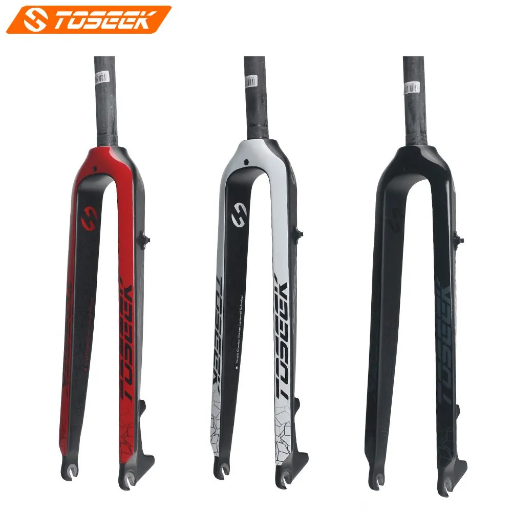 

TOSEEK Full Carbon Fiber Mountain Bike Fork 26ER/27.5ER/29ER Top tube 28.6mm 1-1/8" White Red Black MTB Bicycle Parts