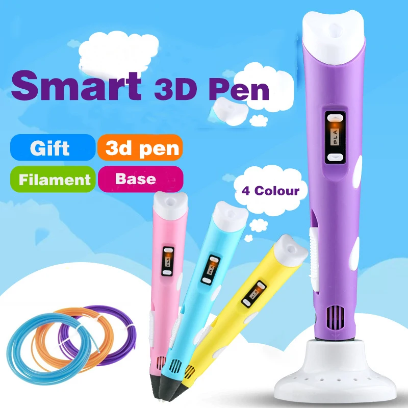 LED LCD Screen 3D Printing Pen Filament Adapter Creative Toy Gift For Kids Design Drawing 1