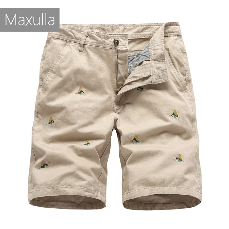 Maxulla мужские брюки Карго короткие летние хлопковые вышивка Бермуды Шорты мужские повседневные короткие штаны Большой Размеры 5 цветов Mla052