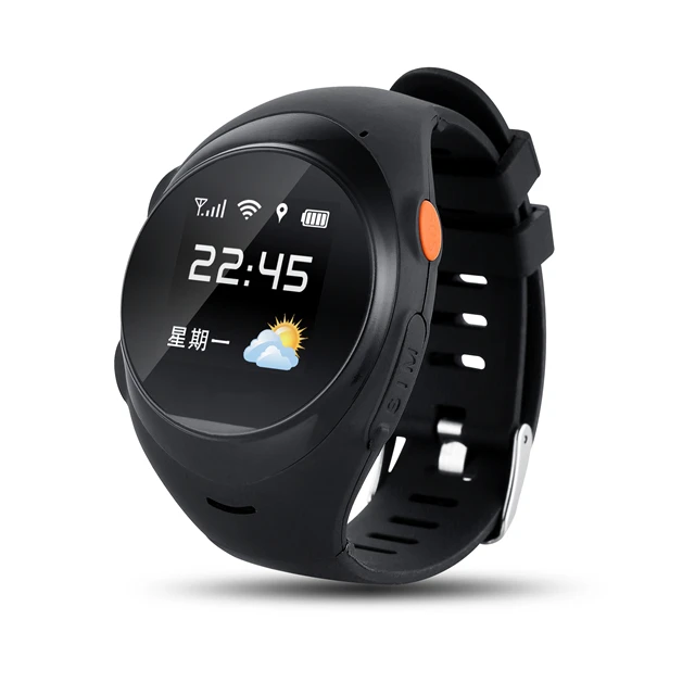 2G SIM карты Смарт наручные часы SOS экстренный вызов Smartwatch gps LBS Wifi спортивные умные часы для пожилых детей - Цвет: Черный