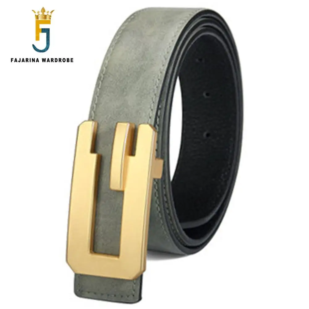 

FAJARINA Brand Designer Young Mens Genuine Smooth Leather Fashion Slide Buckle Belts Men Good Quality 100% Cowhide Belt LUFJ743
