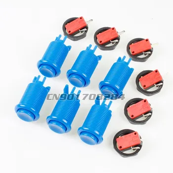 

6x New Blue Happ Type Push Button With Micro Switch For Arcade PC Joystick KOF PS2 PS3 Xbox 360 Mama Jamma Games Parts