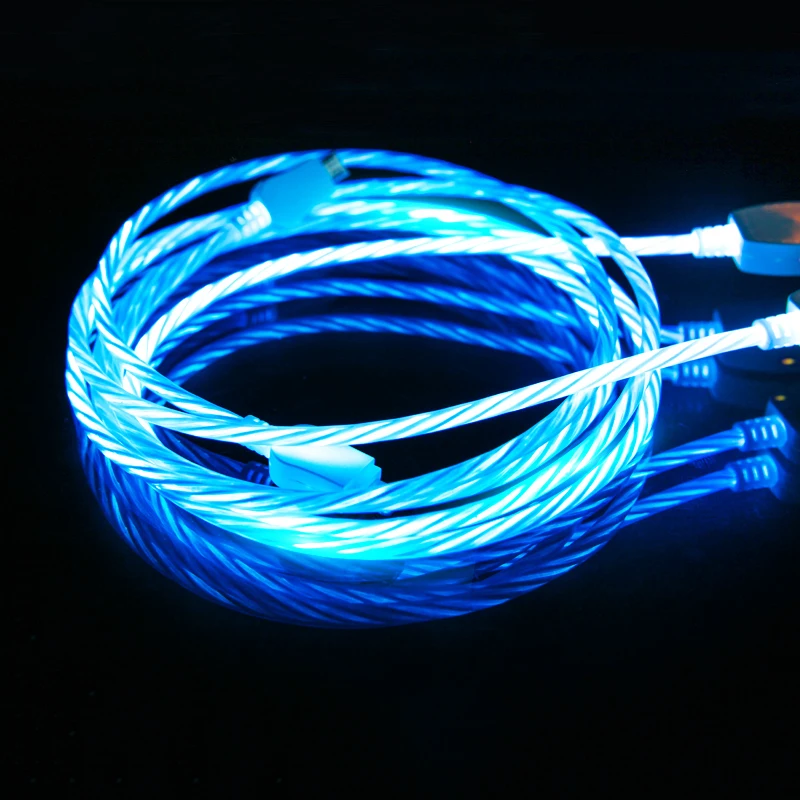 

CatXaa 100cm Glow Glittering Shine Light USB Cable Micro USB Type-c Data 2.4A Fast Charging Adapter for Huawei Xiaomi