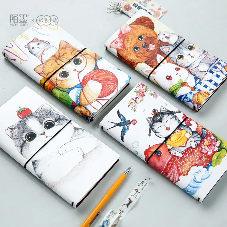 

2017 The AFU Cat PU Leather Cover Planner Notebook Diary Book Exercise Composition Binding Note Notepad Gift Stationery