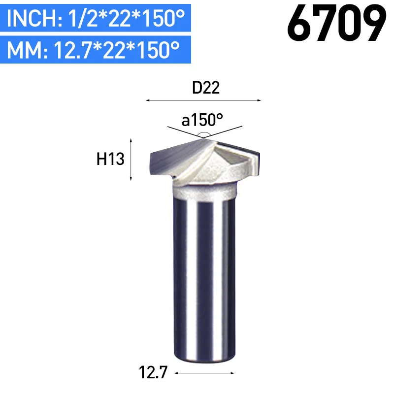 HUHAO 1 шт. 1/" хвостовик 3D Резные фрезы для дерева 120 150 градусов V тип долбежный резак Вольфрам ЧПУ деревообрабатывающий резной инструмент - Длина режущей кромки: 6709
