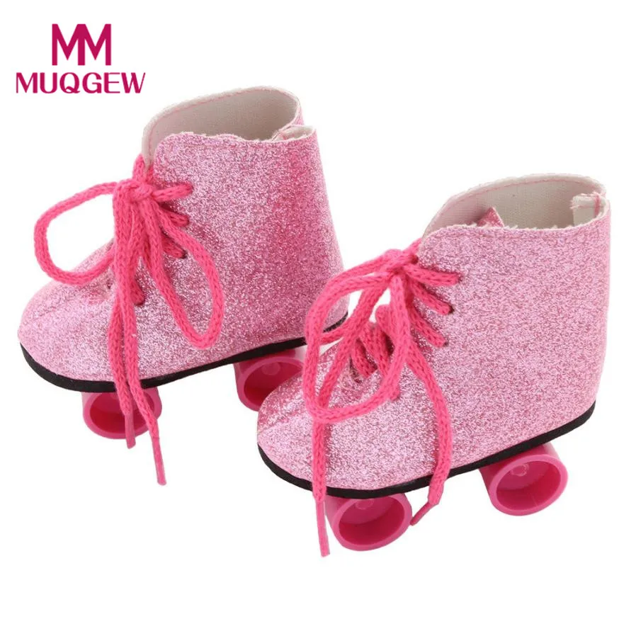 Pink Glitter Doll Roller Skates For 18 Inch Our Generation Girl Doll