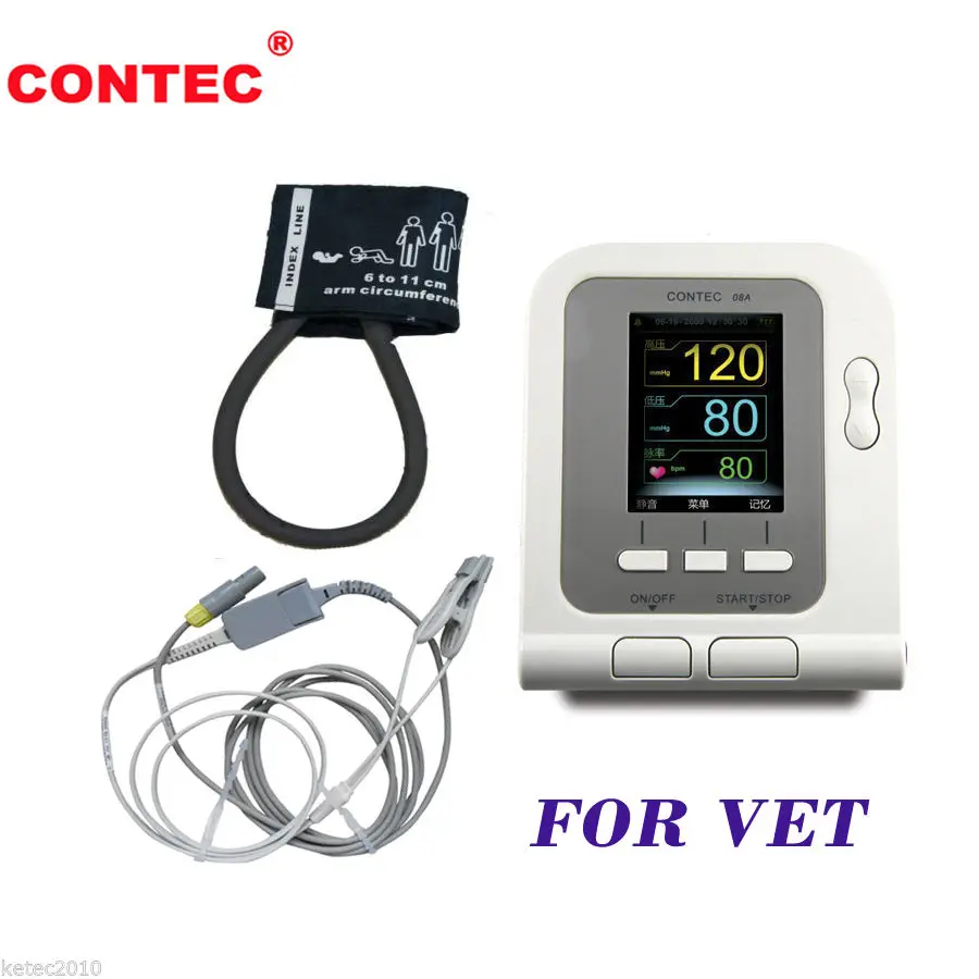 Digital Veterinary NIBP Blood Pressure Monitor with SPO2 Probe (option )for VET CONTEC08A Digital Veterinary NIBP Blood Pressure Monitor with SPO2 Probe (option )for VET CONTEC08A