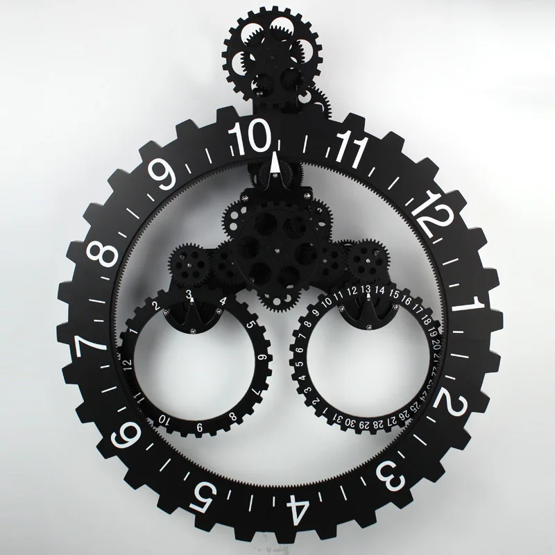 Creative Gear Wall Clock Modern Design Metal Big Wall Clock 3D Dynamic Hanging Watch Wall Clocks Home Decor 20 inches
