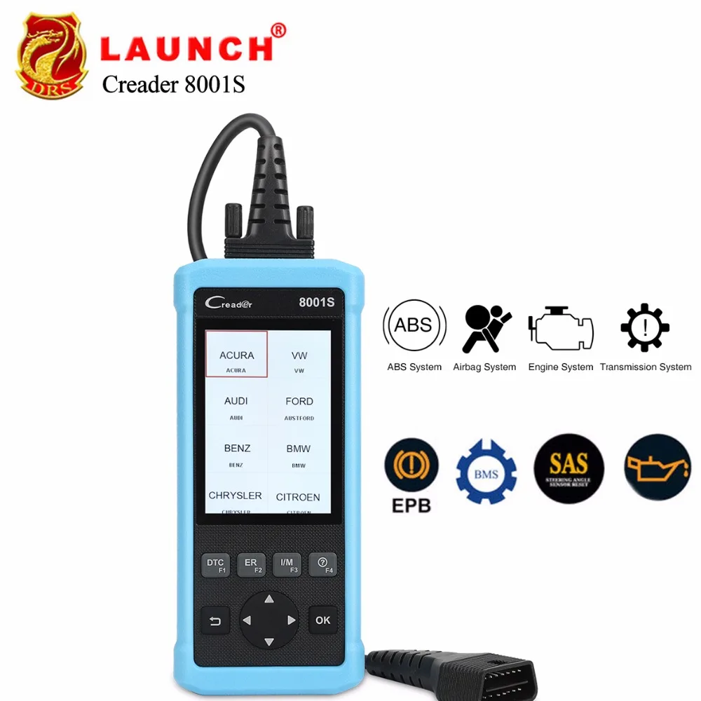 

LAUNCH Creader 8001S CR8001S Code Reader Full OBDII Functions support 4 Systems Diagnostics Scan Tool with Oil/EPB/SAS/BMS reset