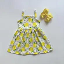Одежда для маленьких девочек, летнее платье для девочек, желтое лимонное платье, Эксклюзивное Платье babu с бантами