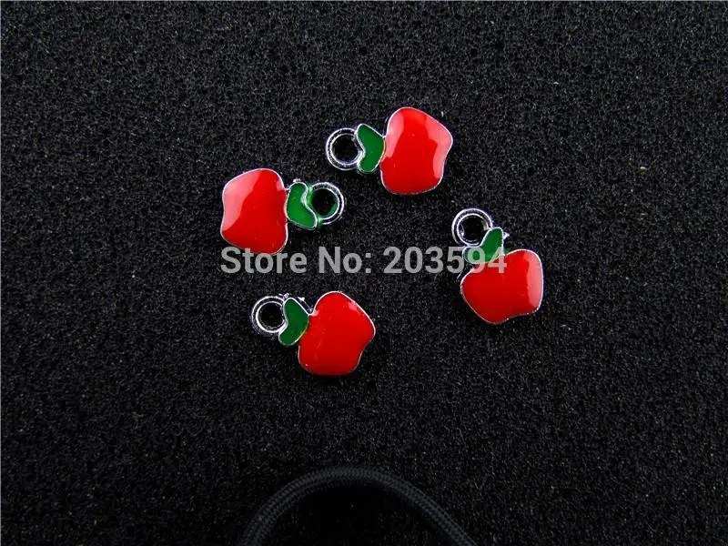 

AE427 Mix Color 100Pcs Alloy Metal Enamel Apple Charms Pendants Floating charms 14x10mm