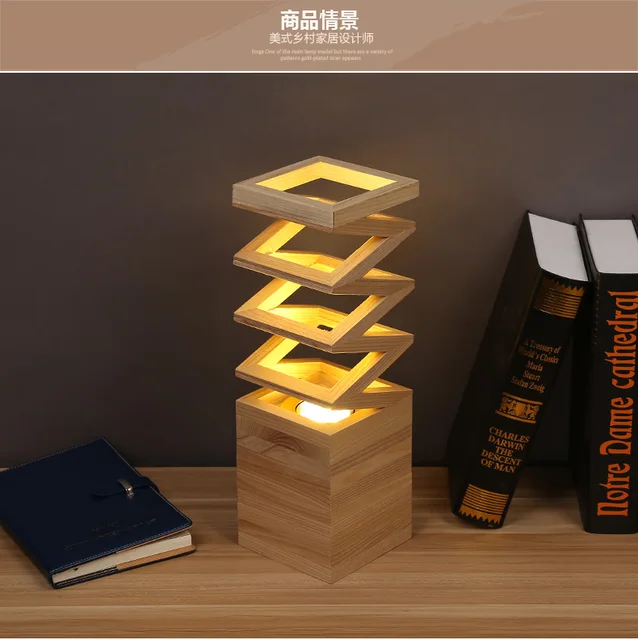 Buy Wood Read Table Lamp Vintage Solid Wood Lamp Study Living Room Loft Foyer