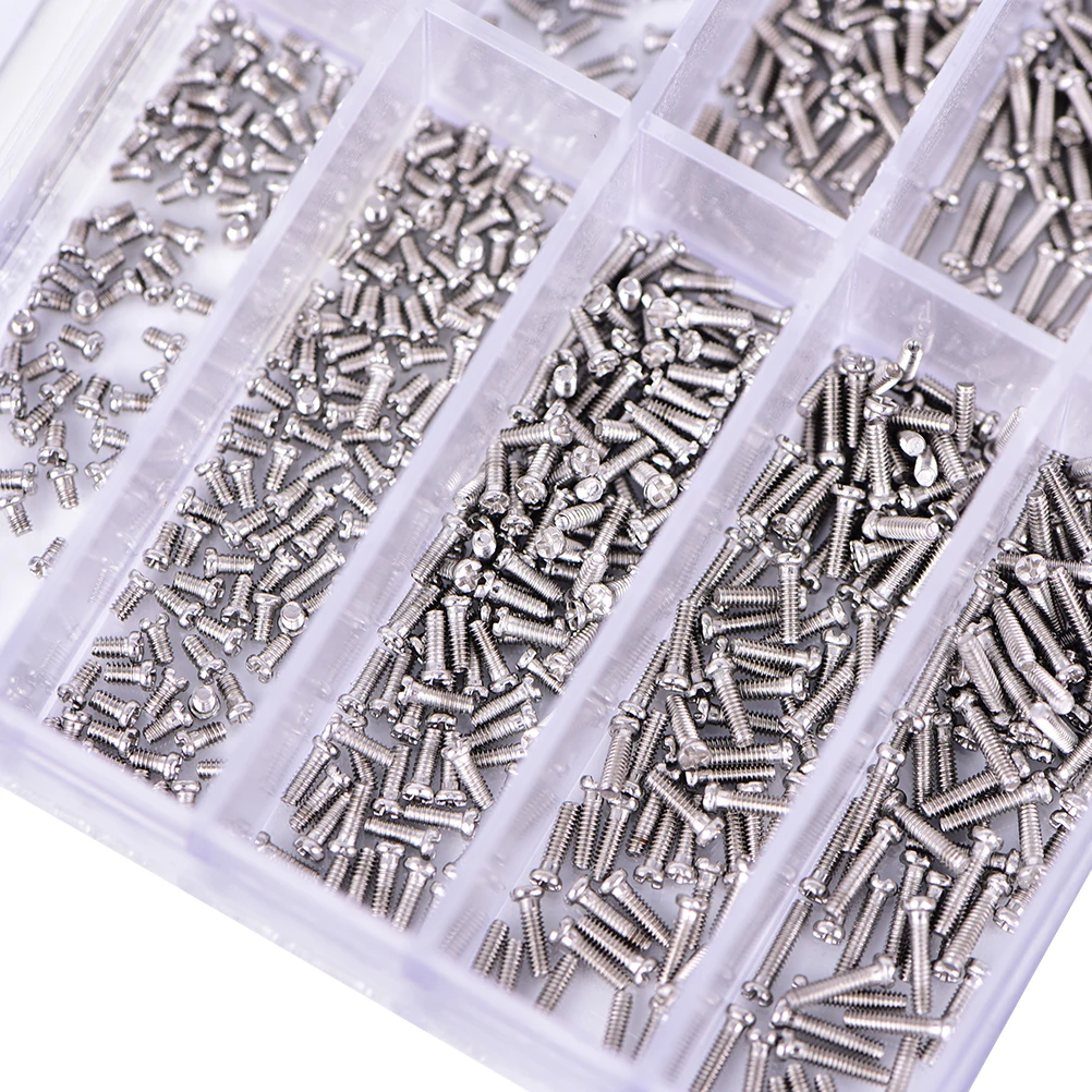 1000pcs Universal Assorted Tiny Precision Screws For Watch Eyeglass Glasses Phone Tablet Repair