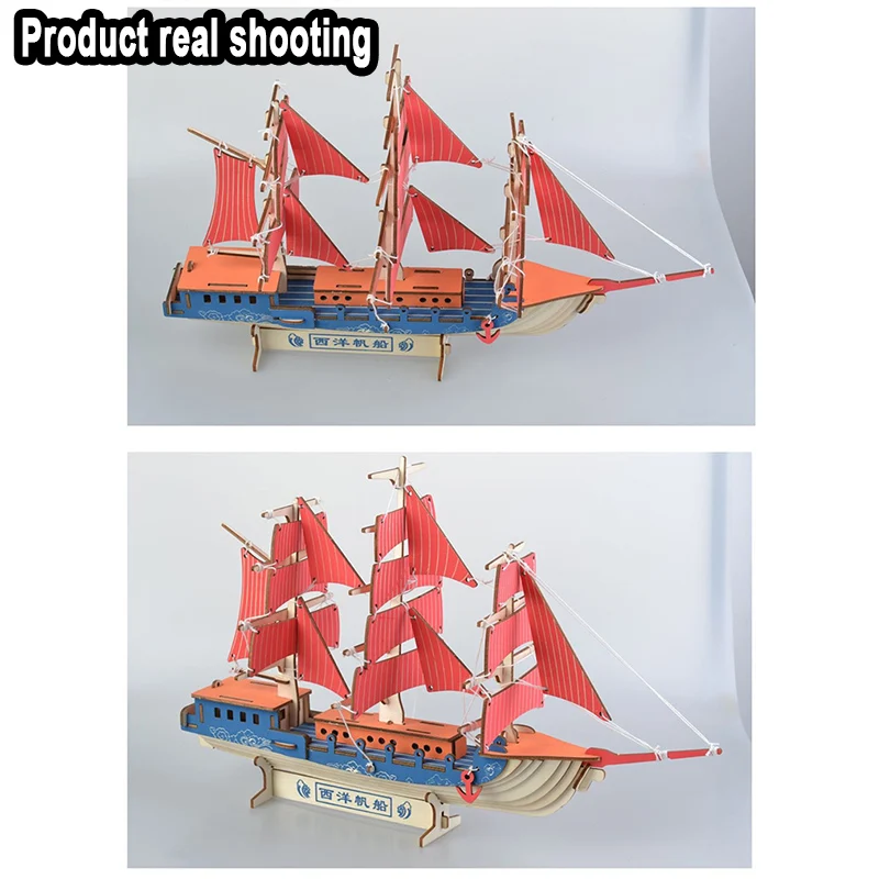 DIY arts and 3D ship Handmade Wooden Craft toys Party Arts Puzzles Model Decoration for children kid Toy Birthday Best Gift