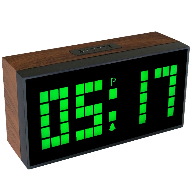CH KOSDA Большой Цифровой Дисплей Настольные Часы LED Будильник номер Регистрации и Настенные Часы Температура Дата Повтор 6 Gruops Тревоги - Цвет: Wood Green