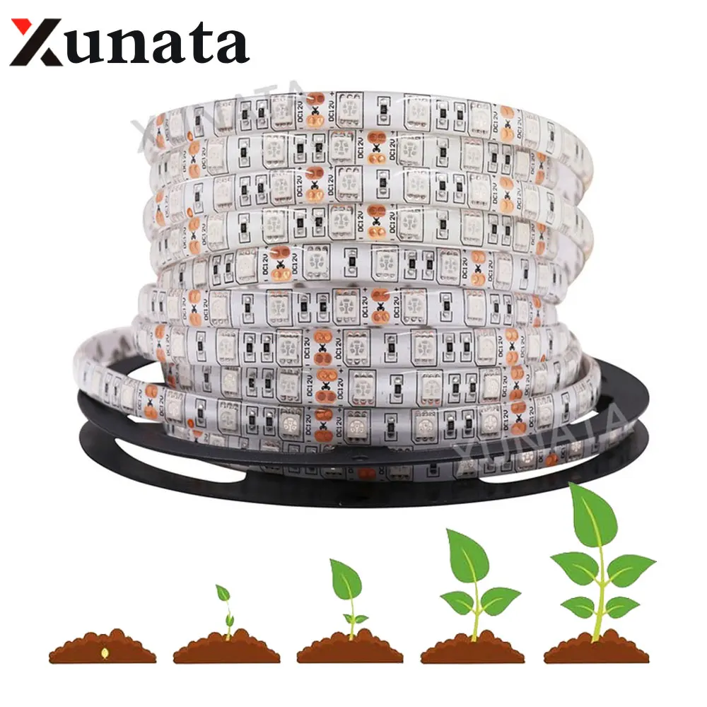 

DC12V SMD 5050 LED Strip 5m 60Leds/m IP21 IP65 IP67 Waterproof Plant Growing Light Lamp Strip With AU/EU/US/UK Plug Power Supply