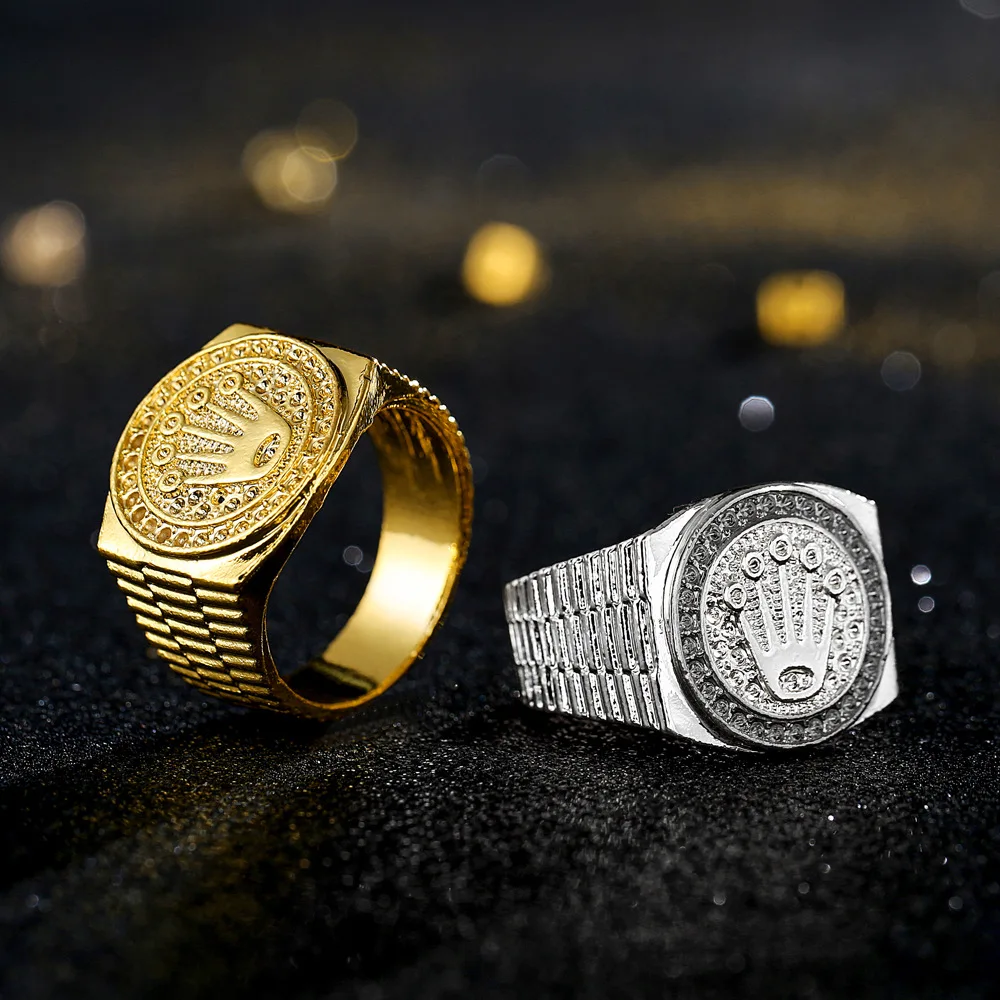

Hip Hop Ring for Women and Men Stainless Steel Rainbow Ring Cool Black Gold Color Wave Rotatable Ring